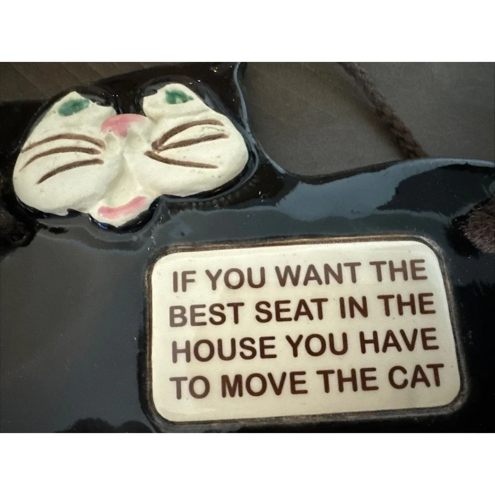Smoky Mountain Pottery Cats Sculpted Wall Hanging Set Of 2 Orange Black